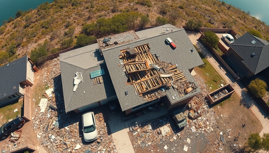Tornado Activity Reports 2025: Aerial view of damaged house.