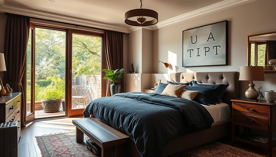 Cozy bedroom in Brooklyn brownstone renovation with modern decor and garden view