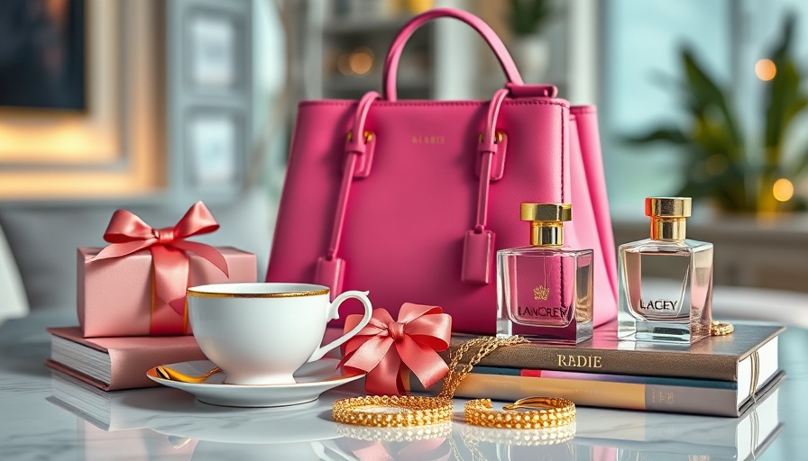 Luxurious Mother's Day gifts for wives, including jewelry, handbag, and perfume.