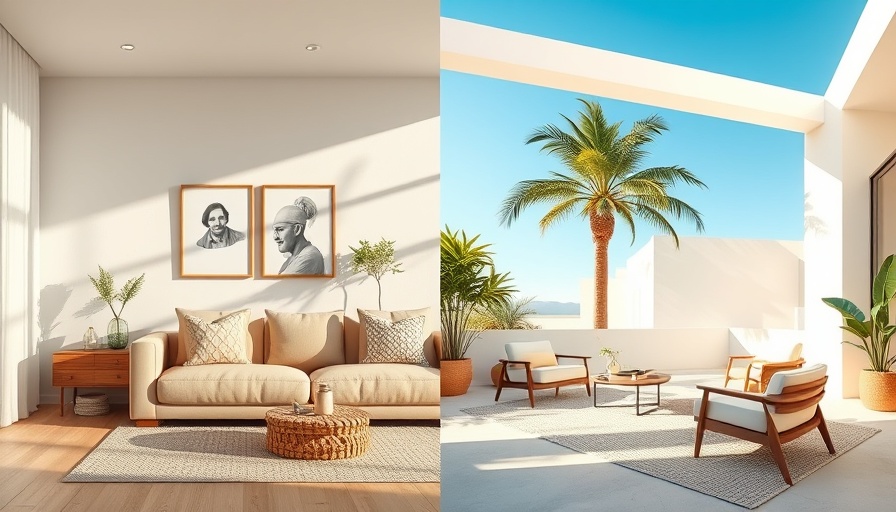 Cozy interiors and sunny patio with modern decor.