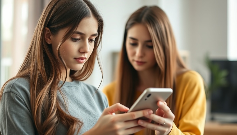 Young woman seeking online validation on her smartphone.