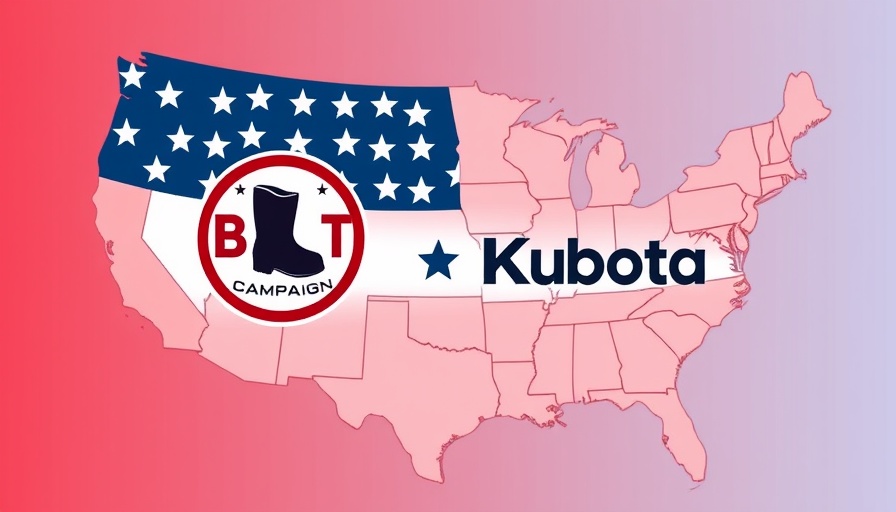 Kubota Boot Campaign for Veterans logo on USA map with flag design.