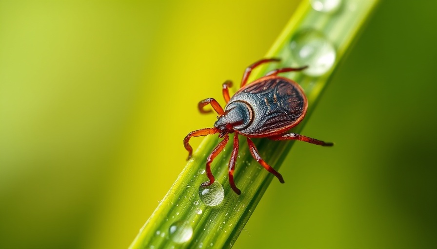 Macro tick on grass showing natural habitat, highlighting need for natural tick spray for lawns.