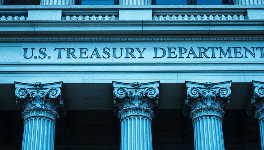 US Treasury facade symbolizing credit rating impact on export companies.