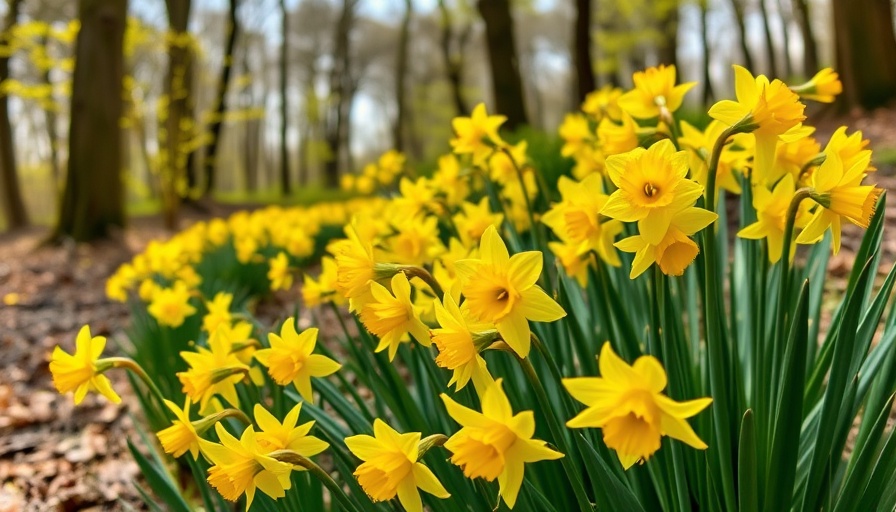 Woodland garden with blooming daffodils, Gardening Tips for Saving Time and Money.