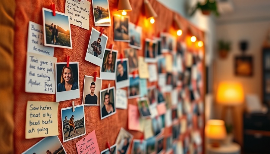 DIY Memory Board Inspiration with personal photos and notes.