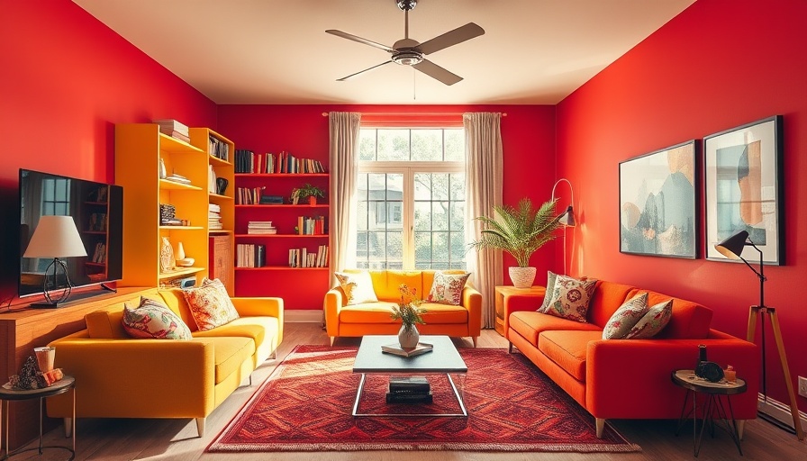 Vibrant living room displaying personal style in home design with colorful furniture.