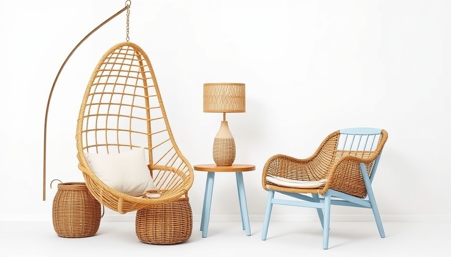 Serena & Lily Memorial Day Sale wicker and wood furniture collection.