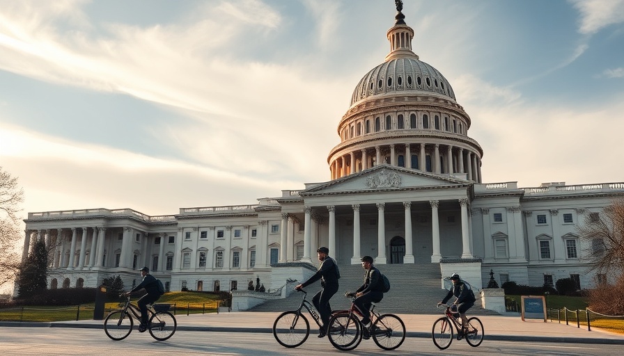 U.S. Capitol with bicycle security, tax bill impact backdrop.