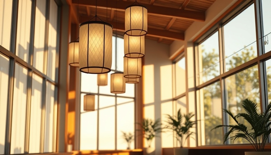 Trending interior design with paper lanterns and natural lighting.