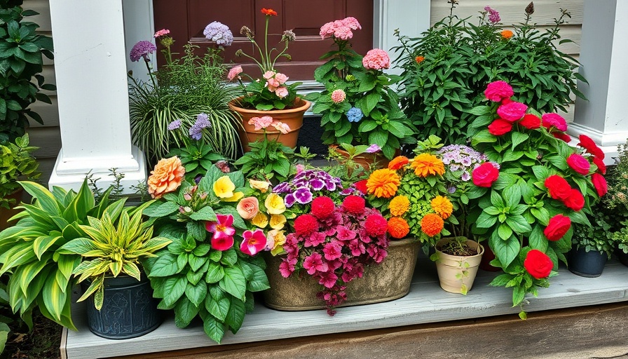 Container Gardening in Small Spaces with lush plants on porch steps.