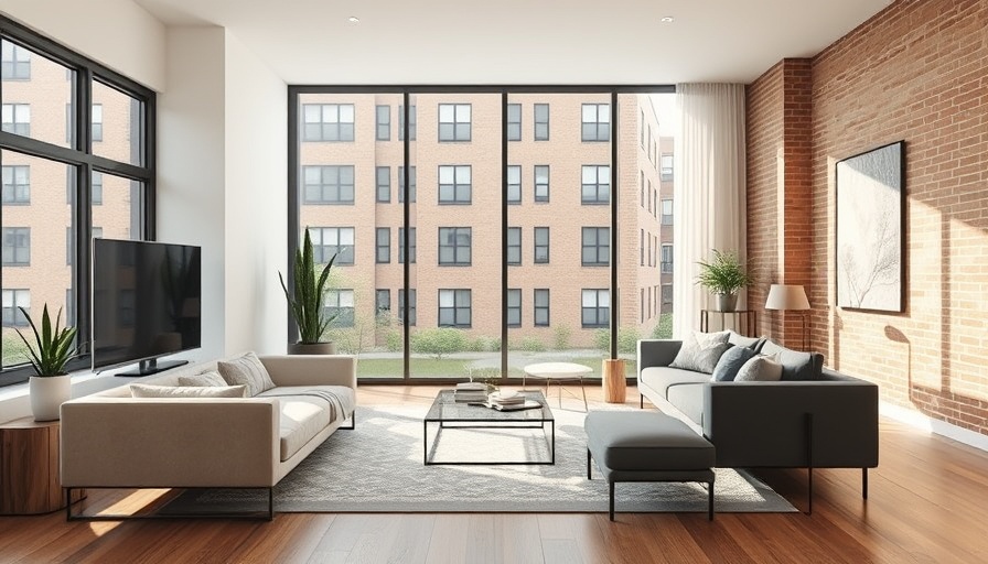 Modern living room achieving room serenity with chic decor.