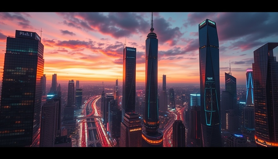 Clean Cars Coalition futuristic cityscape and digital overlay.