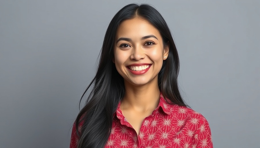 Smiling woman in red shirt, Founders Unintentionally Sabotage Their Businesses.