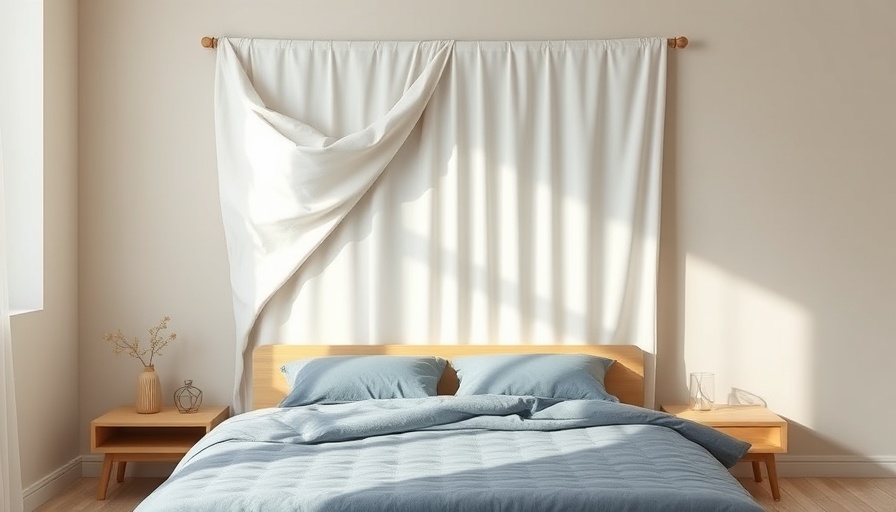 DIY headboard hack with fabric in a minimalist bedroom