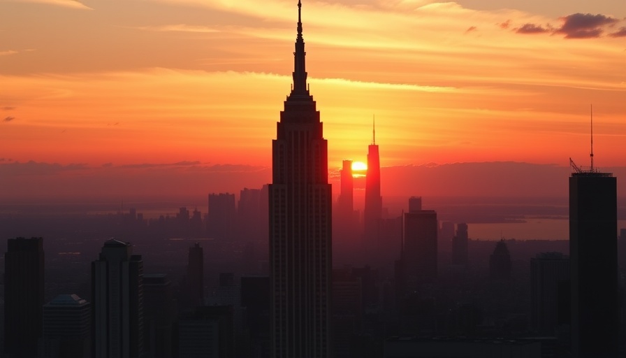 Chrysler Building for sale during sunset in NYC skyline.