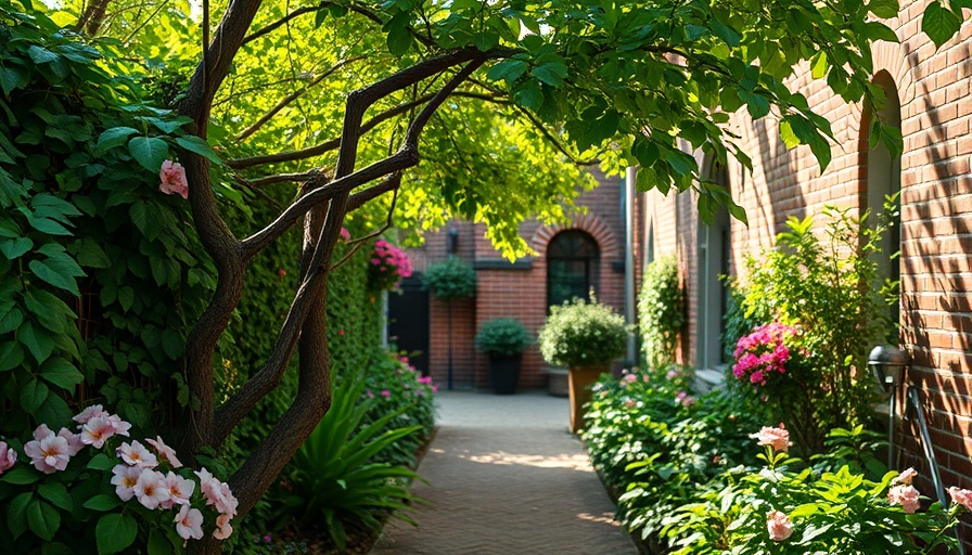 Lush hidden garden with vibrant blooms in Beacon Hill.