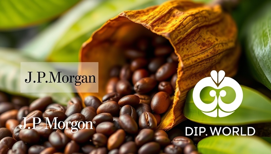 Cocoa beans and trade finance logos in Côte d’Ivoire setting.