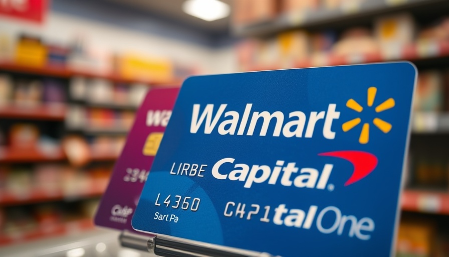 Global finance credit card display with Walmart and Capital One branding.