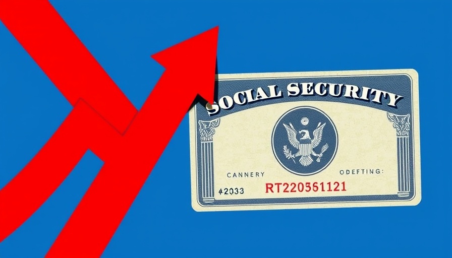 Social Security card with an upward red arrow symbolizing COLA increase for 2026.