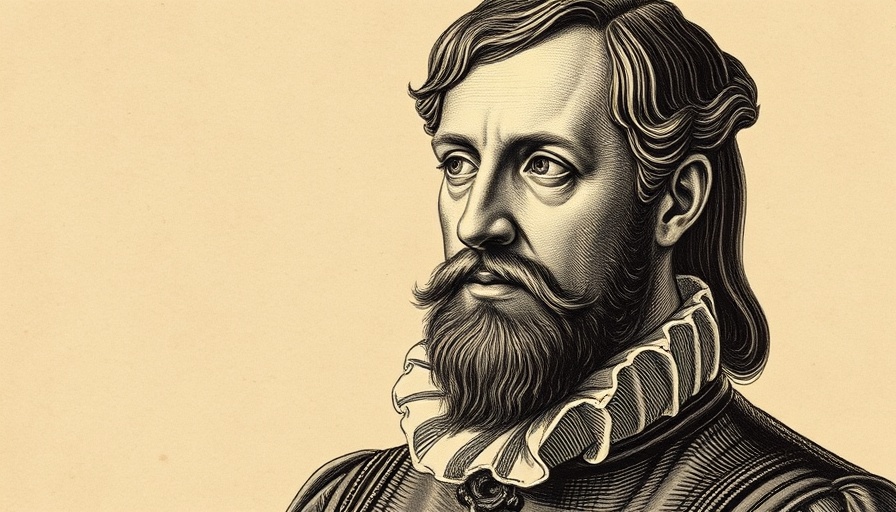William Tyndale portrait in engraved vintage style, English Bible.