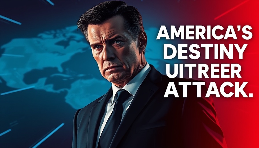 America's Destiny Under Attack digital art with thoughtful man.