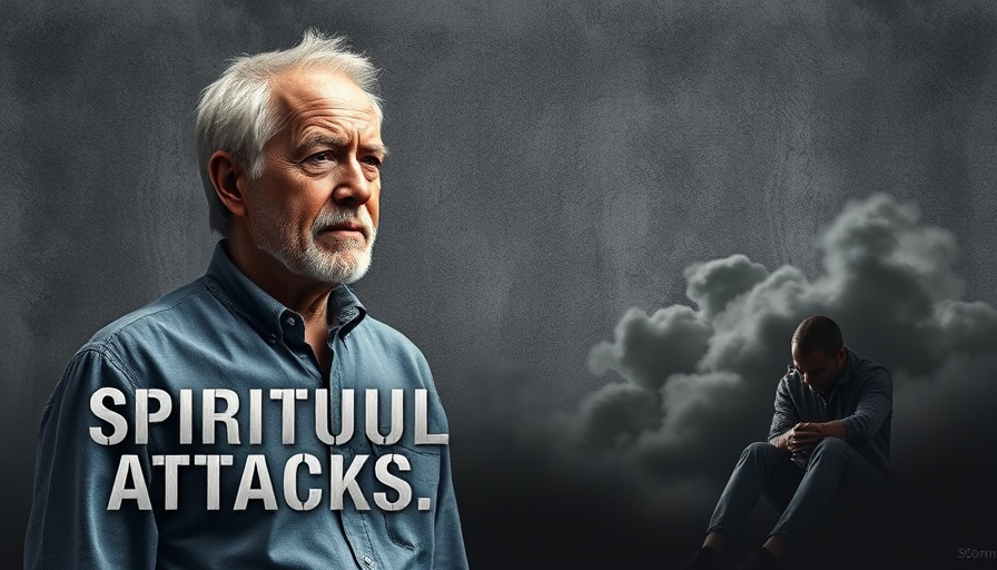 Confident man and distressed figure about spiritual attacks recognition