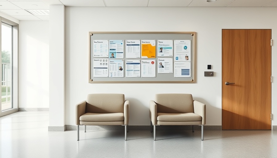 Hospital waiting room with chairs and bulletin board: BMA adult-child sex reporting exemptions.