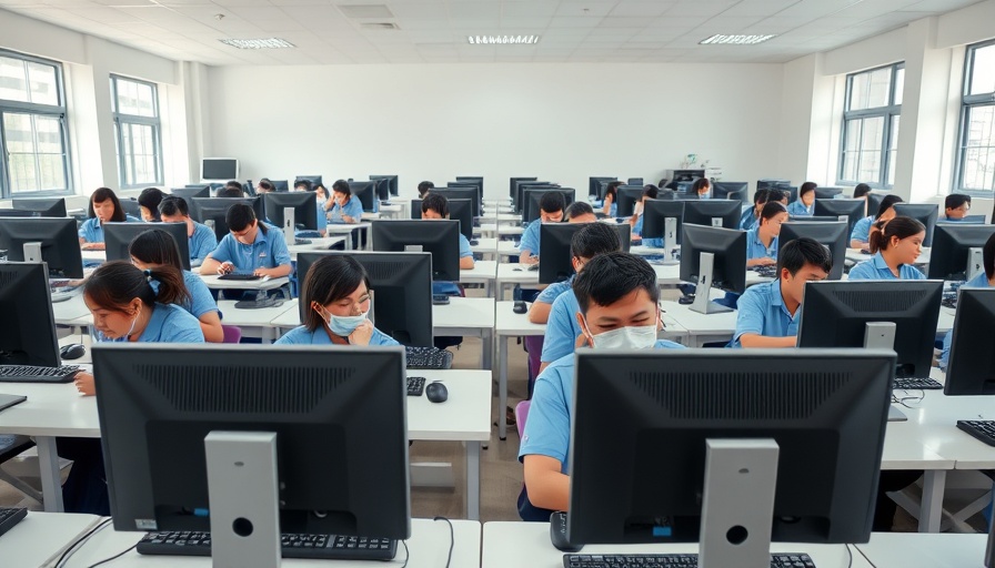 Catholic school students in uniforms engaged in computer work