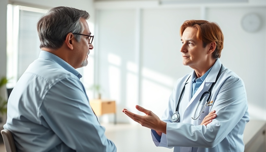Doctor and patient discussing medical issues in an office.