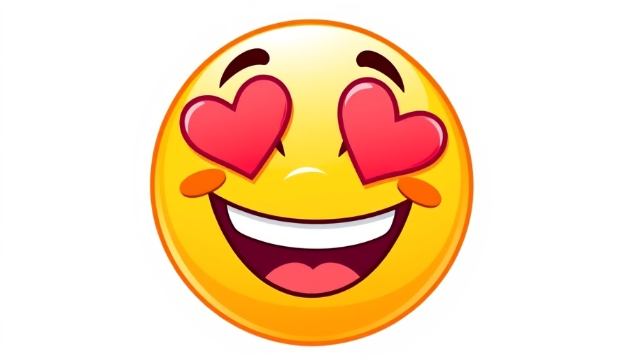 Cartoonish smiling emoji with heart eyes expressing joy.