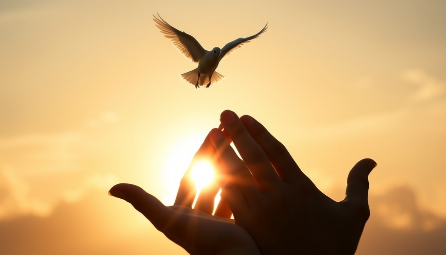 Serene hands holding light with a dove, symbolizing Holy Spirit presence.