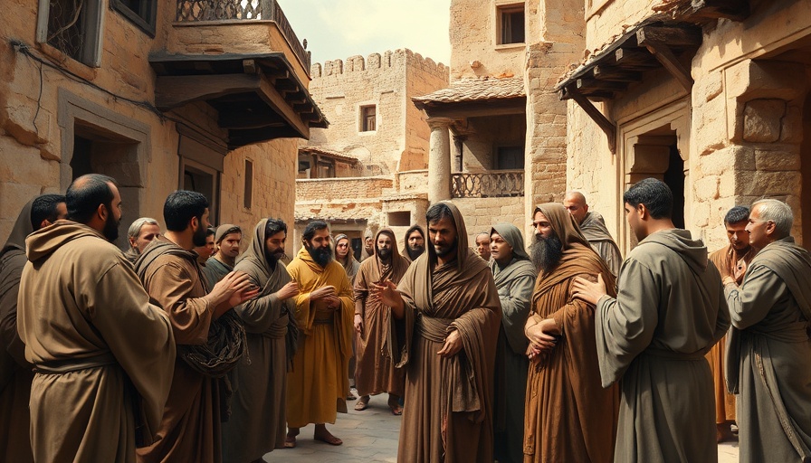 Biblical scene of faith in action depicted in a classic painting.