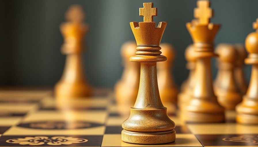 Chessboard with wooden bishop piece in focus, representing strategy.
