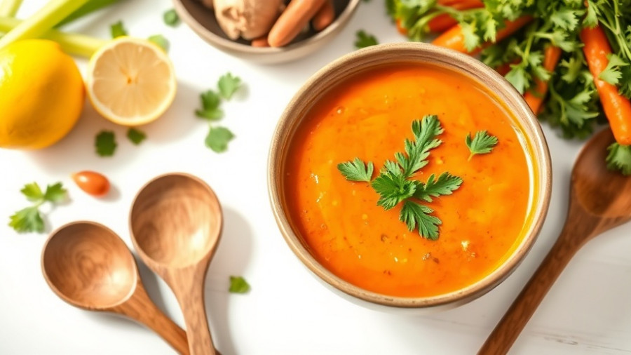 Healthy soup in a bowl with herbs, perfect for a recipe for type II diabetes.