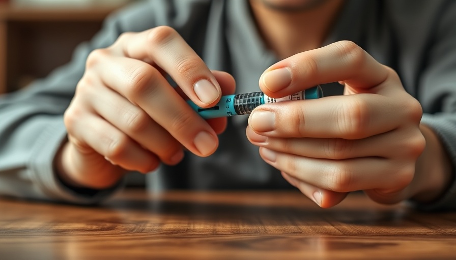 Close-up of hands with Ozempic pen, focusing on injector use.