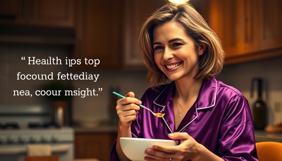 Woman enjoying healthy bedtime snack in purple pajamas, foods that burn fat after 45.
