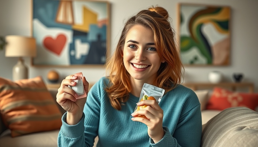 Woman demonstrating best foods to treat low blood sugar, glucose tablets and fruit pouch.
