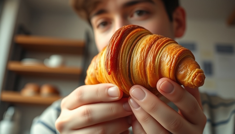Close-up of a person holding a croissant, symbolizing carbs that hinder weight loss.