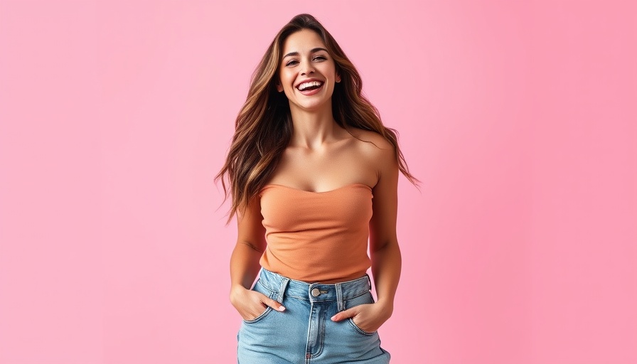 Woman showing weight loss in loose jeans, foods that reduce body fat percentage after 40.
