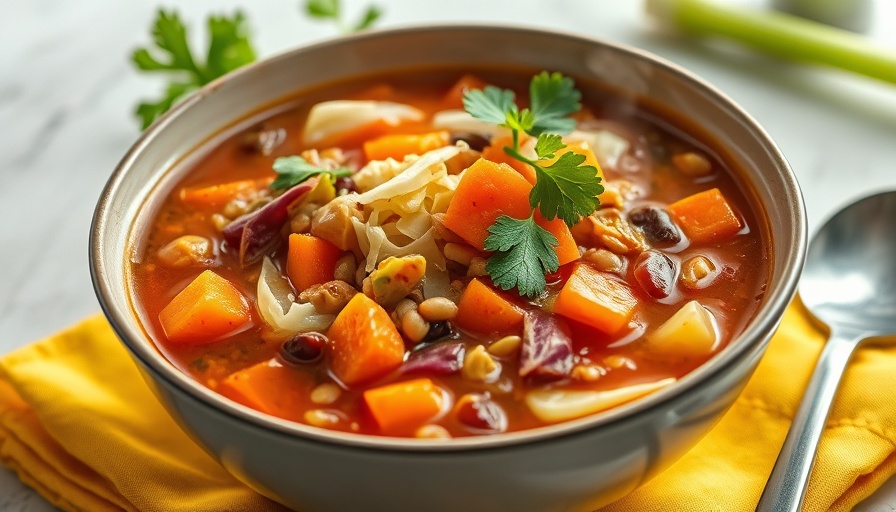 Healthy vegetable soup in bowl, recipes for type II diabetes.
