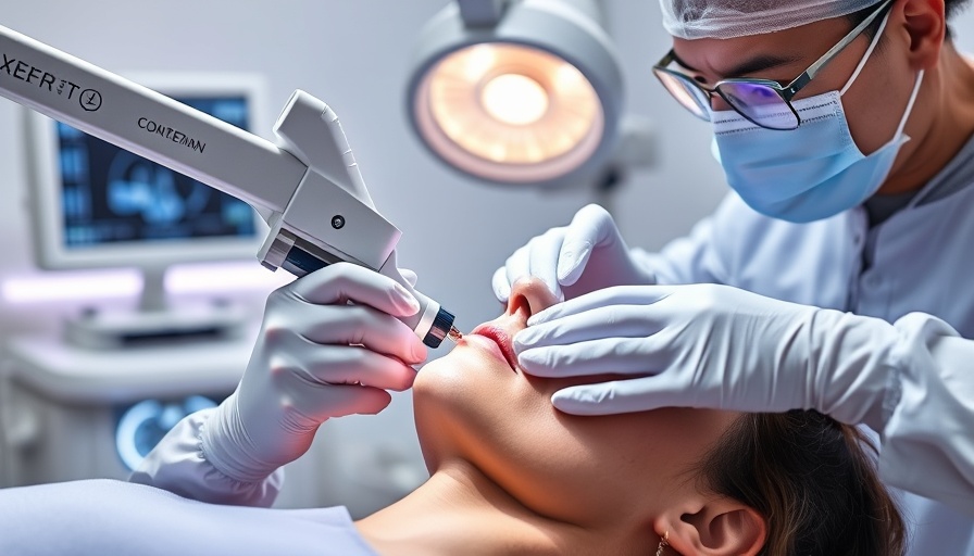 Clinician performing XERF skin tightening procedure on patient.