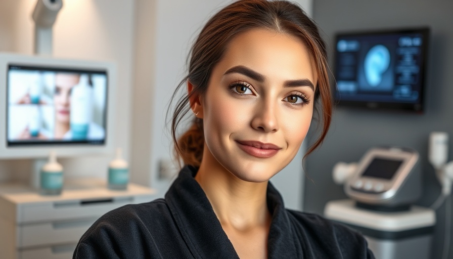 Young woman in skincare clinic, showcasing Glacial Rx facial for dark skin.