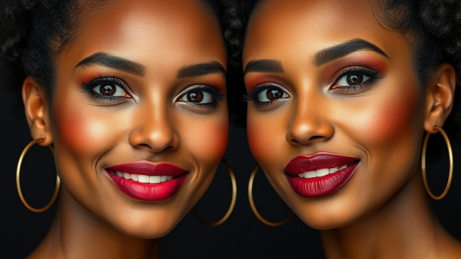 Two women with bold lip colors and gold hoop earrings, long-lasting lip liners highlighted.