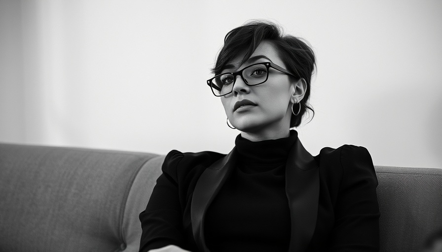 Chic woman showcasing beauty entrepreneurship in a minimalist setting.