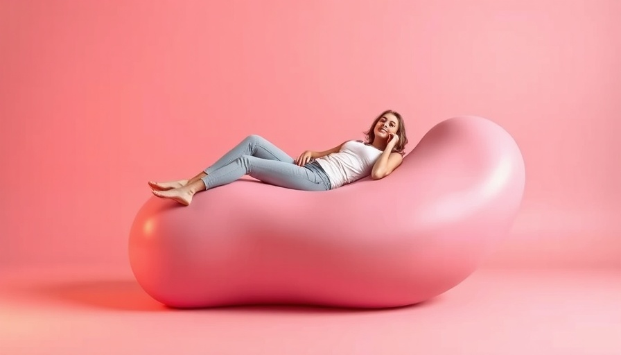 Relaxed woman on pink sculpture in minimal studio, Celebrity Beauty Brands Growth