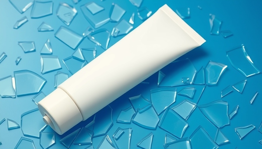 Skincare product on shattered glass symbolizing market challenges.
