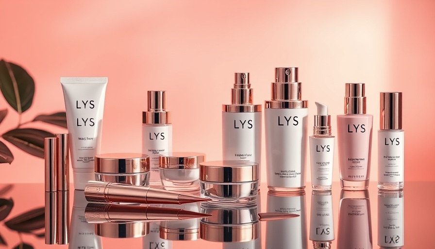 Elegant LYS Beauty products on pink background for Series A Funding.