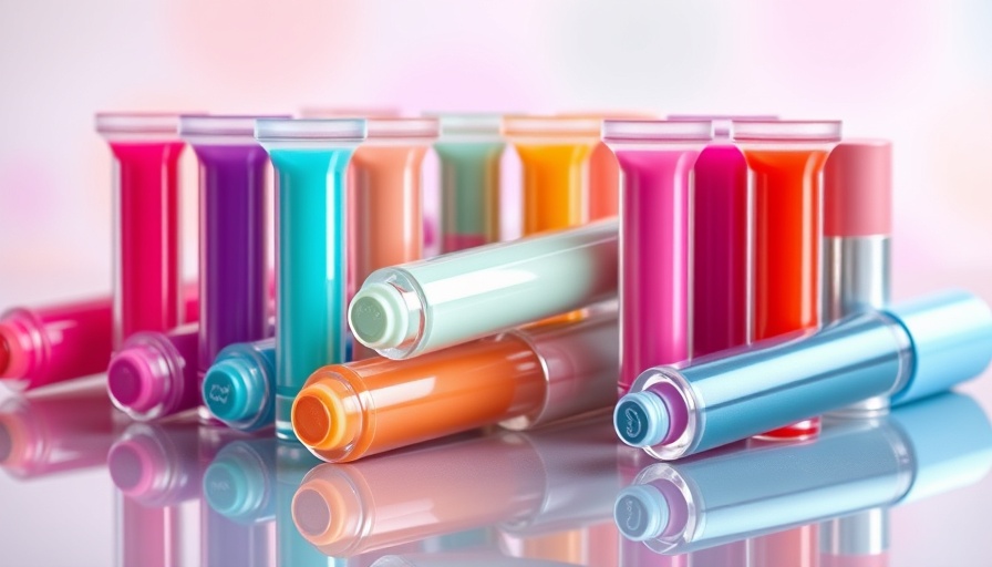 Long lasting lip glosses in vibrant colors on display.