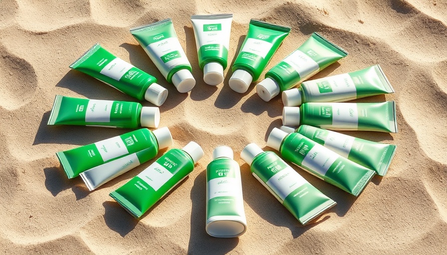 Best non-comedogenic sunscreens arranged in a circle on sand.